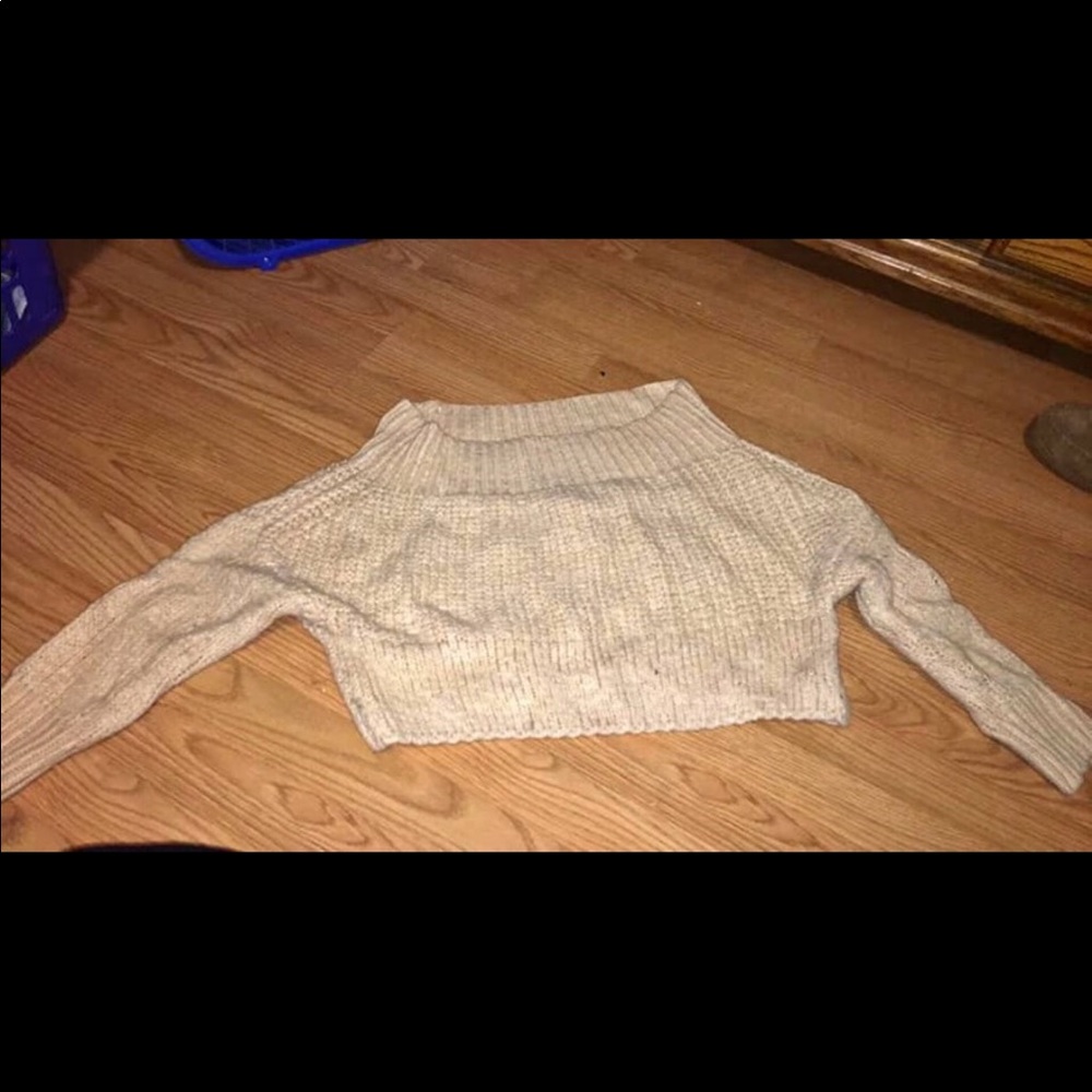 Off the shoulder cropped sweater